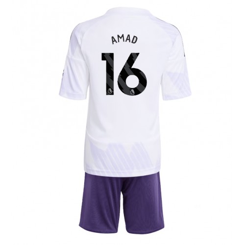 Stroje piłkarskie Manchester United Amad Diallo #16 Koszulka Wyjazdowej dla dzieci 2025-26 Krótki Rękaw (+ szorty)